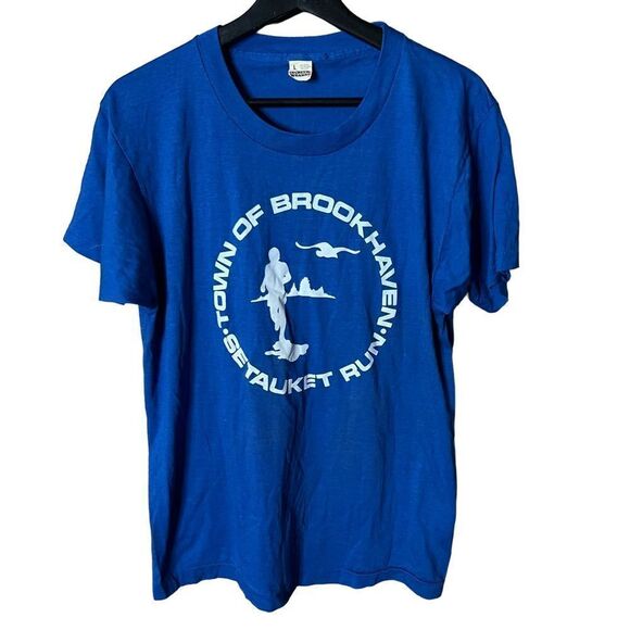 VTG Brookhaven NY Run T Shirt 80s USA Large - Picture 1 of 4